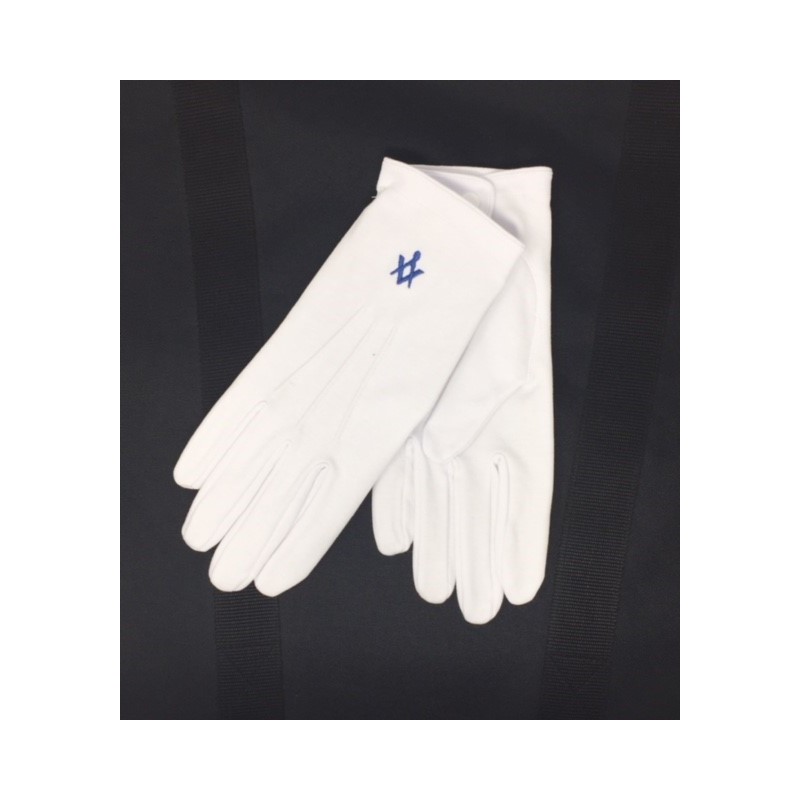 White Gloves with Blue Square & Compass