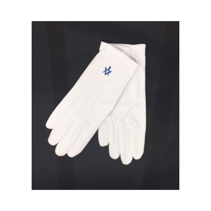 White Gloves with Dark Blue Square & Compass