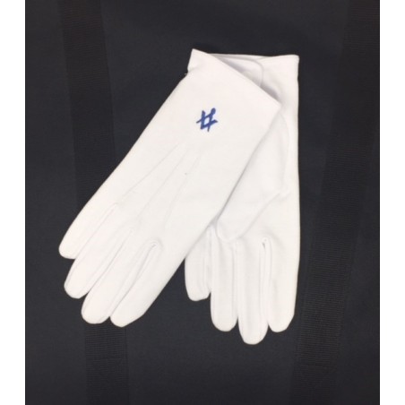 White Gloves with Dark Blue Square & Compass