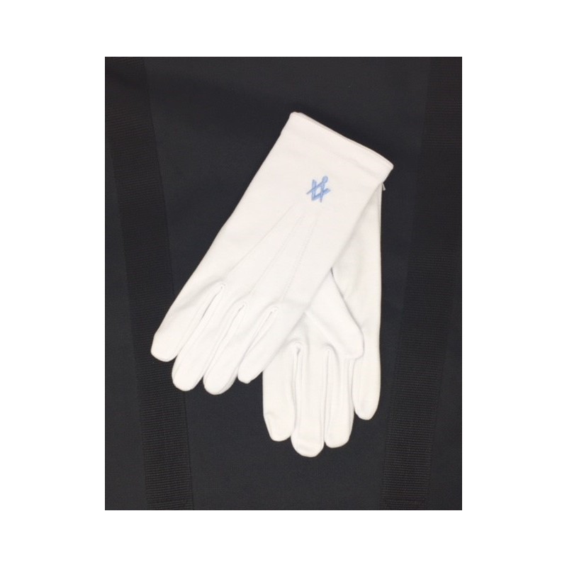 White Gloves with Light Blue Square & Compass