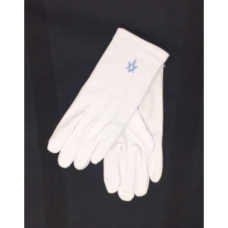 White Gloves with Light Blue Square & Compass